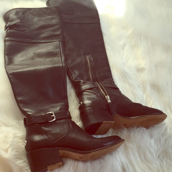 COACH KNEE HIGH BLACK LEATHER BOOTS - Picture 1 of 1